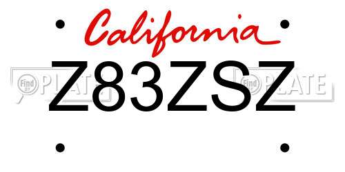 Z83ZSZ California License Plate