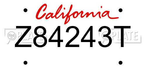 Z84243T California License Plate