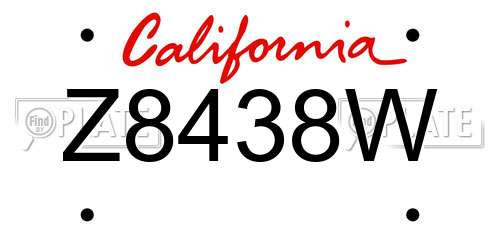 Z8438W California License Plate