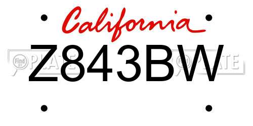 Z843BW California License Plate