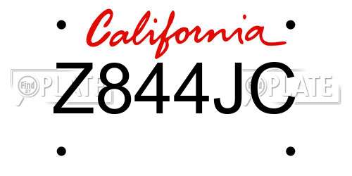 Z844JC California License Plate