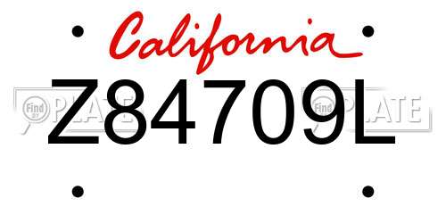 Z84709L California License Plate
