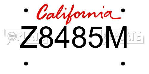 Z8485M California License Plate