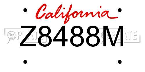 Z8488M California License Plate