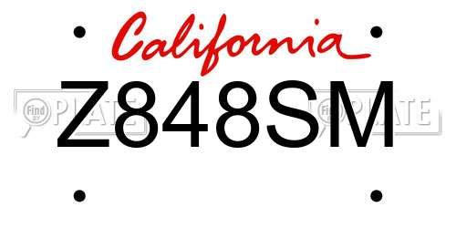 Z848SM California License Plate