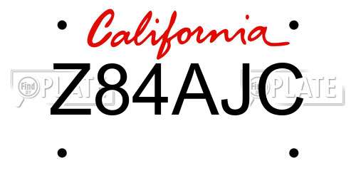 Z84AJC California License Plate