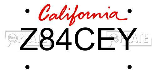Z84CEY California License Plate