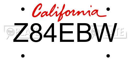 Z84EBW California License Plate