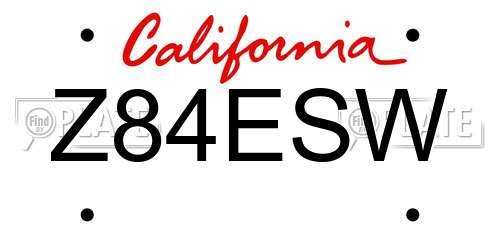 Z84ESW California License Plate