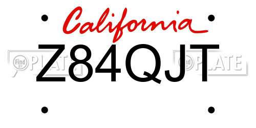 Z84QJT California License Plate