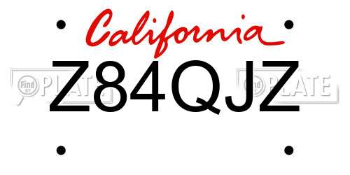 Z84QJZ California License Plate