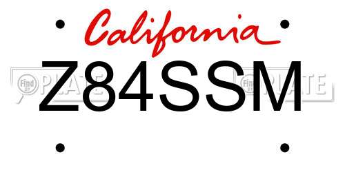 Z84SSM California License Plate