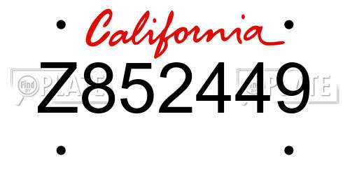 Z852449 California License Plate