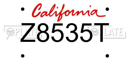 Z8535T California License Plate