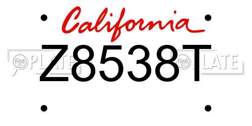 Z8538T California License Plate