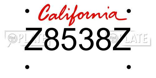 Z8538Z California License Plate