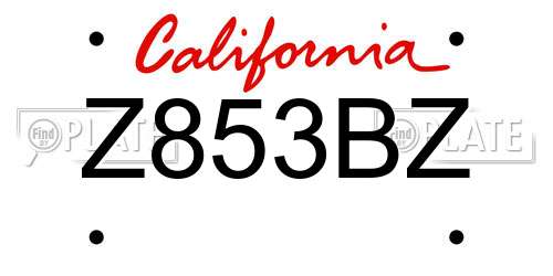 Z853BZ California License Plate