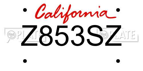 Z853SZ California License Plate
