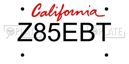 Z85EBT California License Plate
