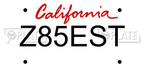 Z85EST California License Plate
