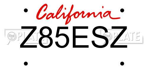Z85ESZ California License Plate
