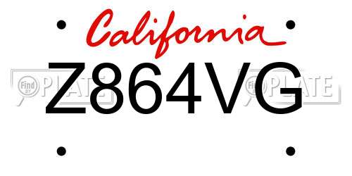Z864VG California License Plate