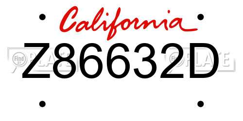 Z86632D California License Plate