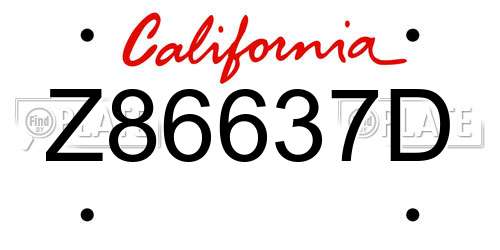 Z86637D California License Plate
