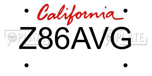 Z86AVG California License Plate