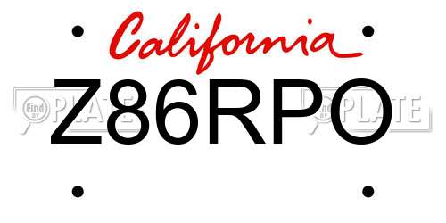 Z86RPO California License Plate