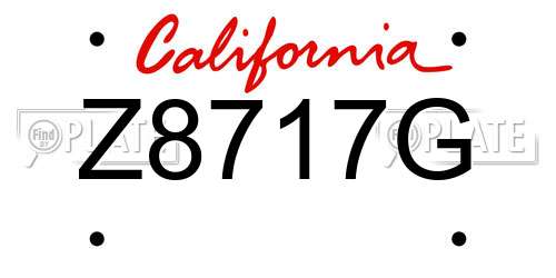 Z8717G California License Plate