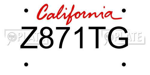 Z871TG California License Plate