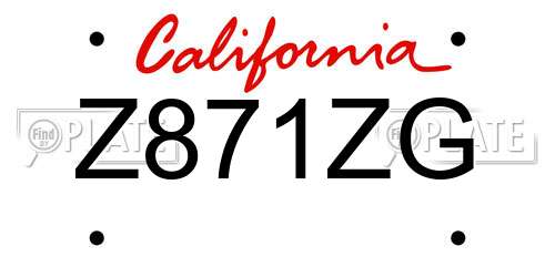 Z871ZG California License Plate