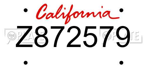 Z872579 California License Plate