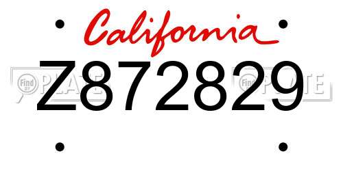 Z872829 California License Plate