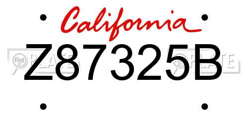 Z87325B California License Plate