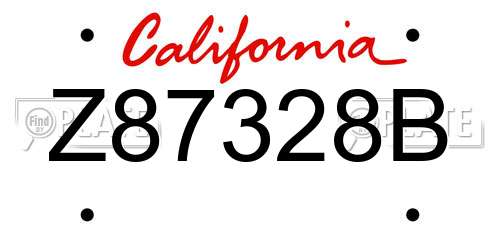 Z87328B California License Plate