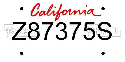 Z87375S California License Plate