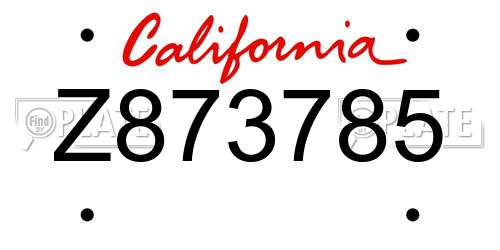 Z873785 California License Plate
