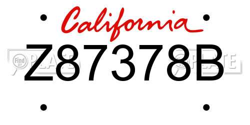 Z87378B California License Plate