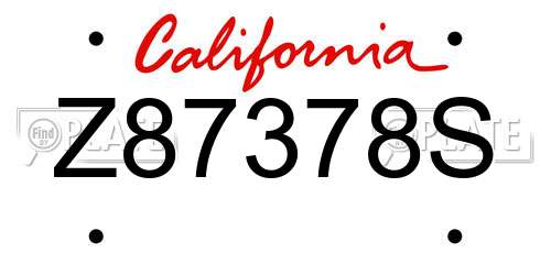 Z87378S California License Plate