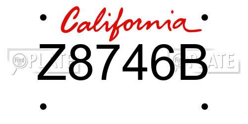 Z8746B California License Plate