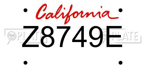 Z8749E California License Plate