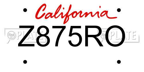 Z875RO California License Plate