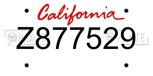 Z877529 California License Plate