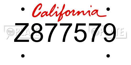 Z877579 California License Plate