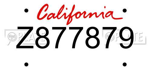 Z877879 California License Plate