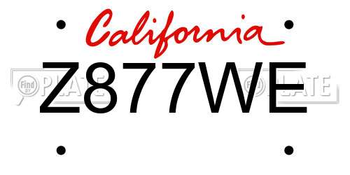 Z877WE California License Plate