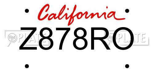 Z878RO California License Plate