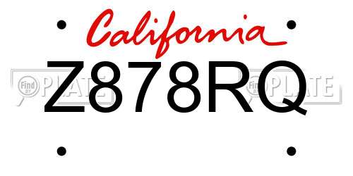 Z878RQ California License Plate